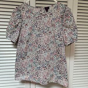 J. Crew Liberty Print Cotton Short Sleeve Floral Blouse Medium